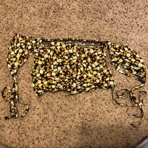 cropped floral off shoulder shirt